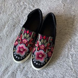 Johnny Was Vinny Floral Embroidered Loafer Sneaker